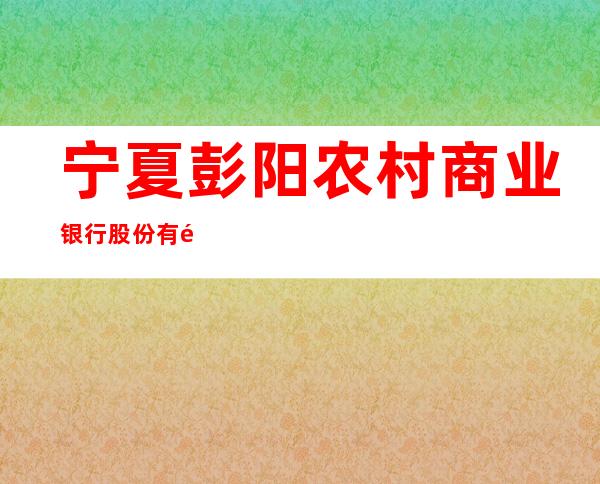 宁夏彭阳农村商业银行股份有限公司兴彭支行