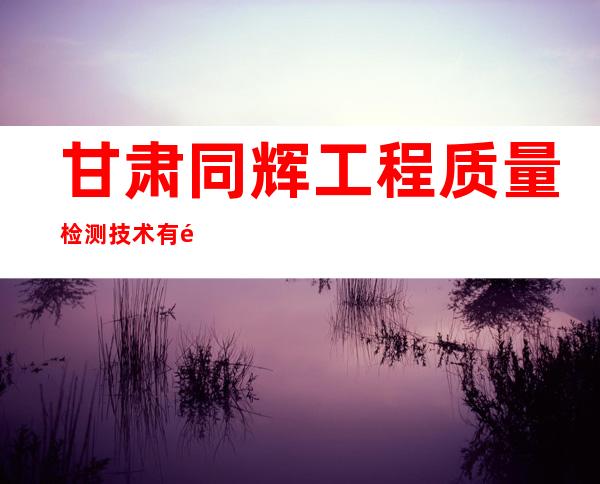 甘肃同辉工程质量检测技术有限责任公司